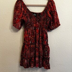Angie Red and Black Floral Mini Dress#223